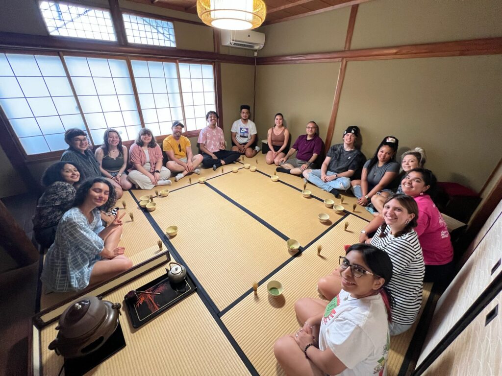 The SJMC Japan team partaking in a traditional Japanese tea ceremony.