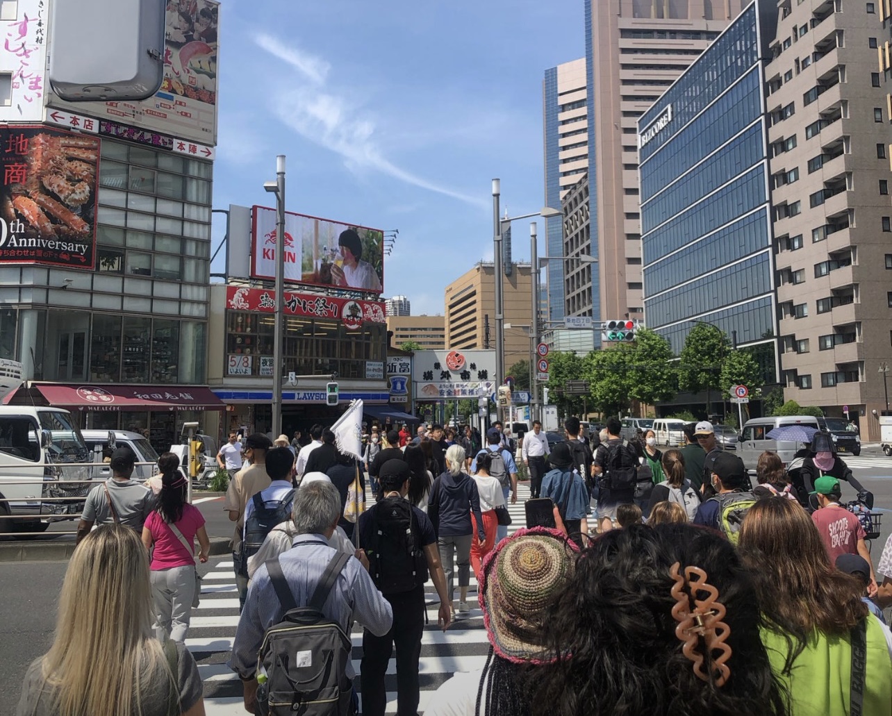 A crowded crosswalk in the heart of Tokyo
