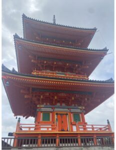 An ornate pagoda at Kiyomizudera Temple