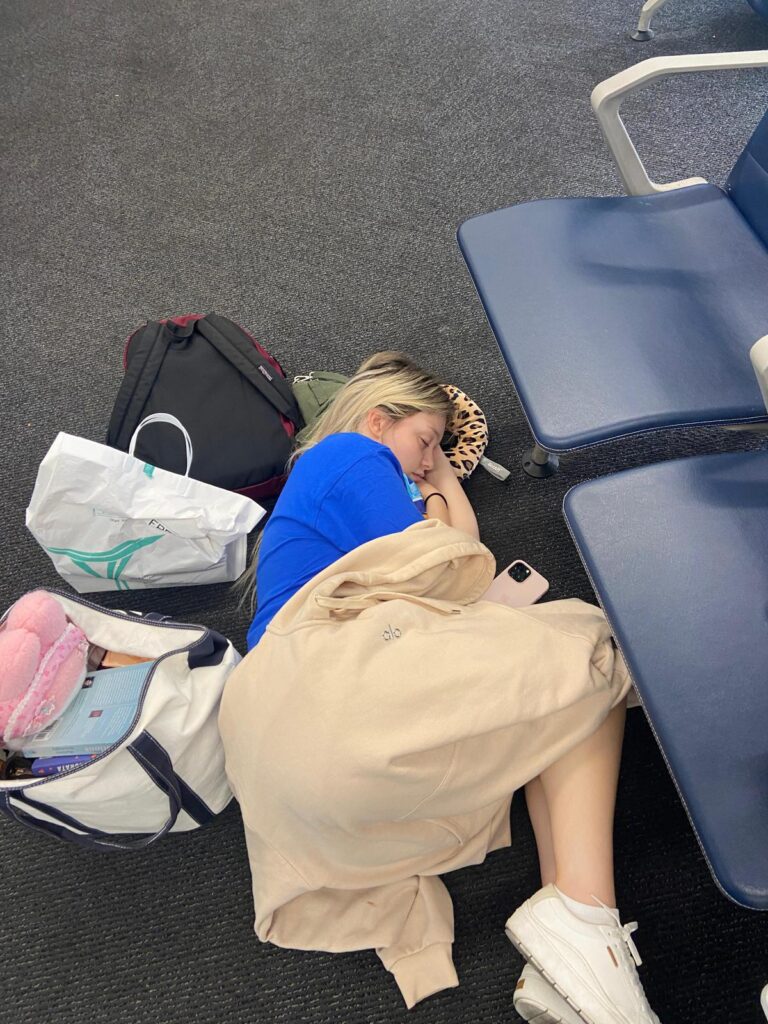 a nap at the tokyo international airport