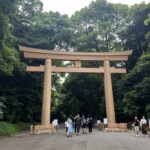 Meiji Jingu torii Gate surrounded by luscious forest