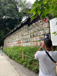 Sake barrels in the Meiji Jingu Shrine.
